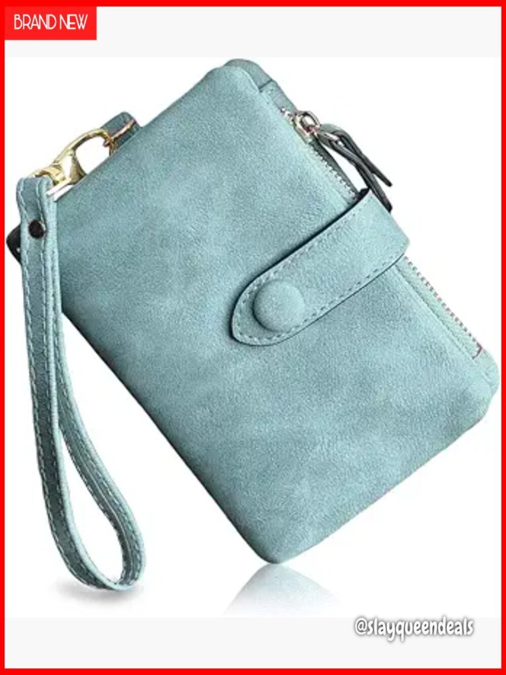 Small Bifold RFID Wristlet Wallet with 16 Card Slots and Zipper Coin Purse